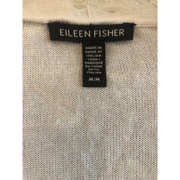 $278 Eileen Fisher TENCEL & METAL LONG CARDIGAN Ivory Size M - Picture 7 of 10